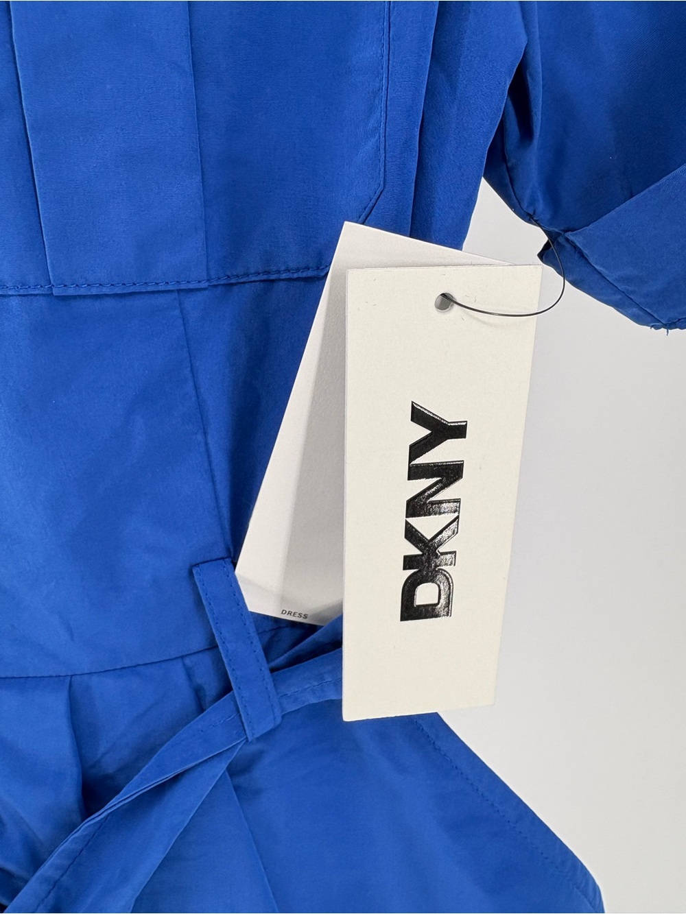 New DKNY Blue Short-Sleeve Shirtwaist Dress with Tie Belt retail $129 size 8 - Picture 4 of 6